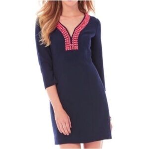 Lilly Pulitzer Bennett Shift True Navy Embellished Shift Dress NWT Size 2